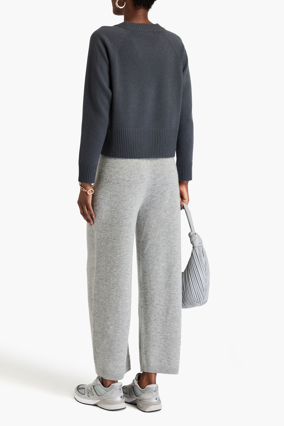 Shop Theory Wool And Cashmere-blend Wide-leg Pants In Hellgrau