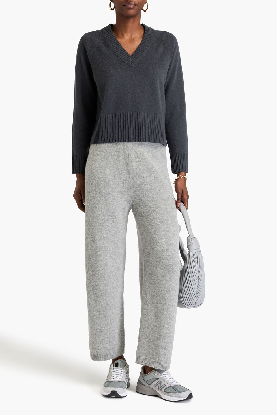 Shop Theory Wool And Cashmere-blend Wide-leg Pants In Hellgrau