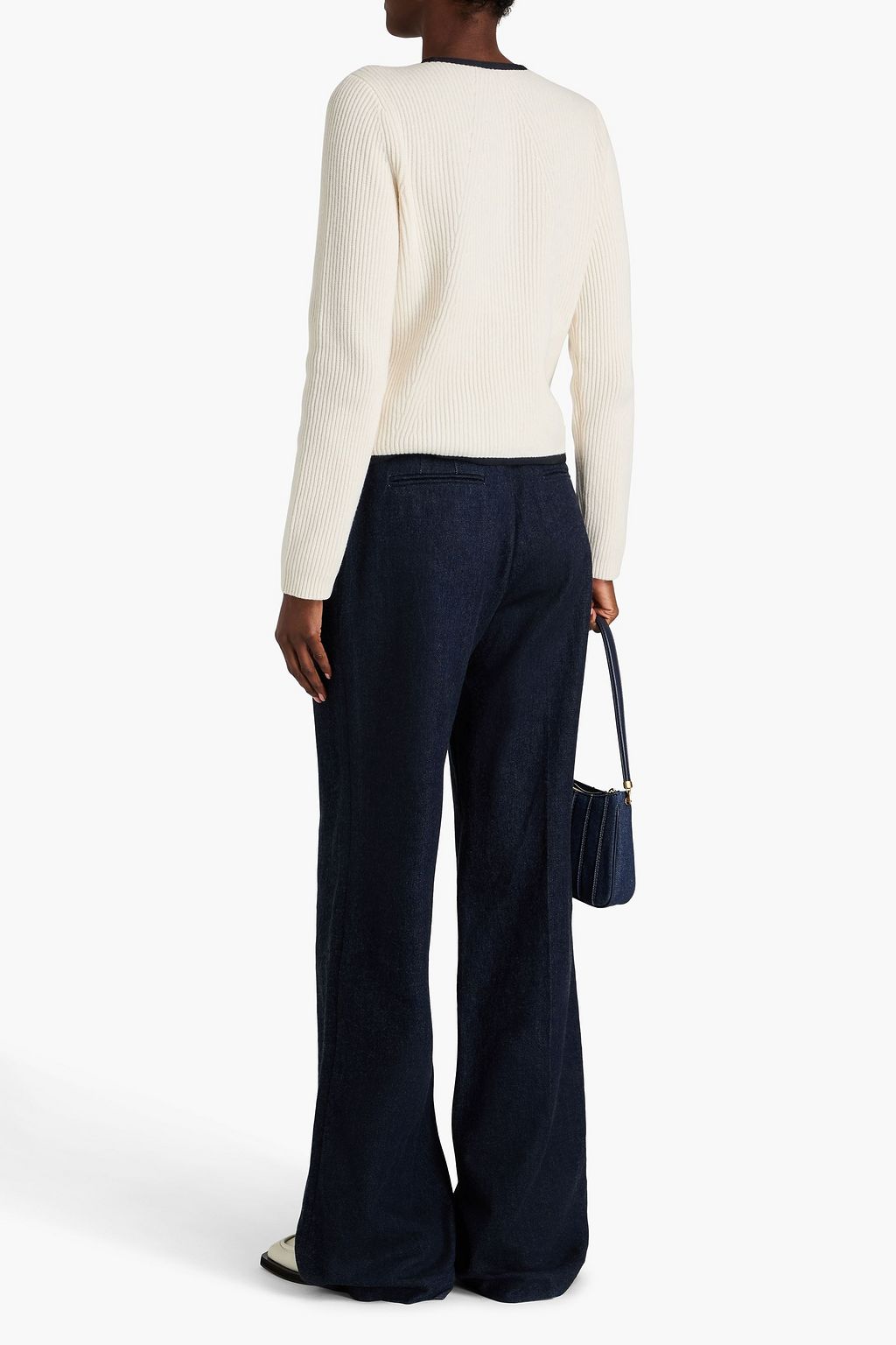 RAG & BONE Nancy two-tone ribbed merino wool-blend cardigan