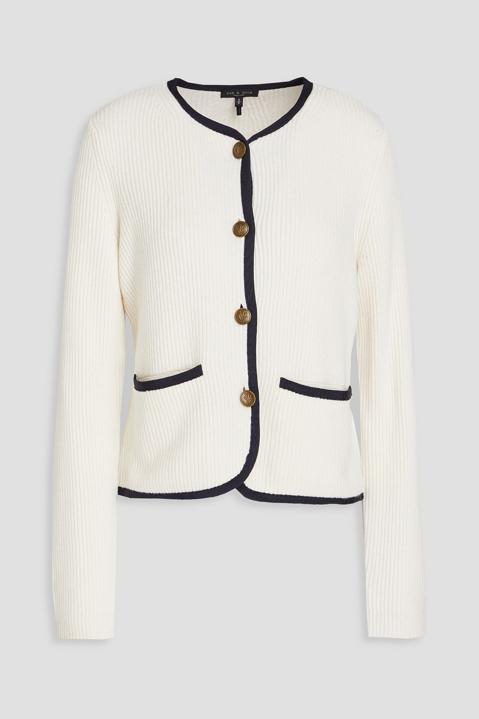 Rag & Bone Nancy Grosgrain-trim Cardigan In Ivory