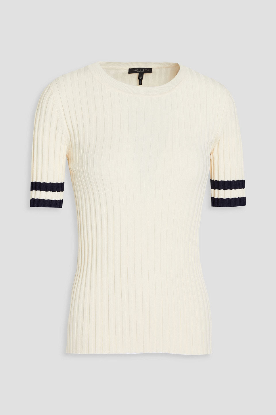 Rag & Bone Madison Striped Ribbed-knit Top In Ivory