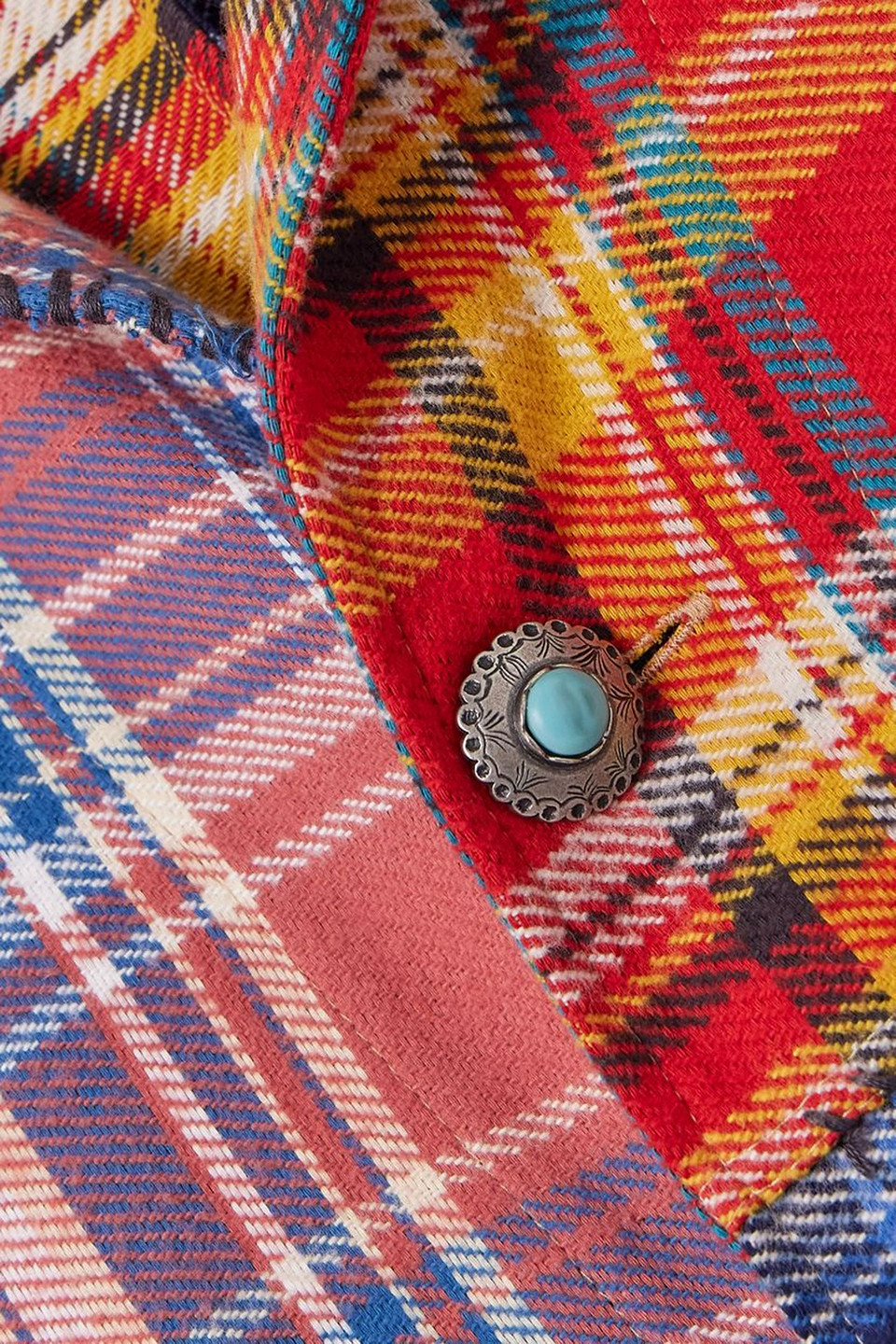 Fortela Alicia Embellished Checked Cotton-flannel Shirt In Red