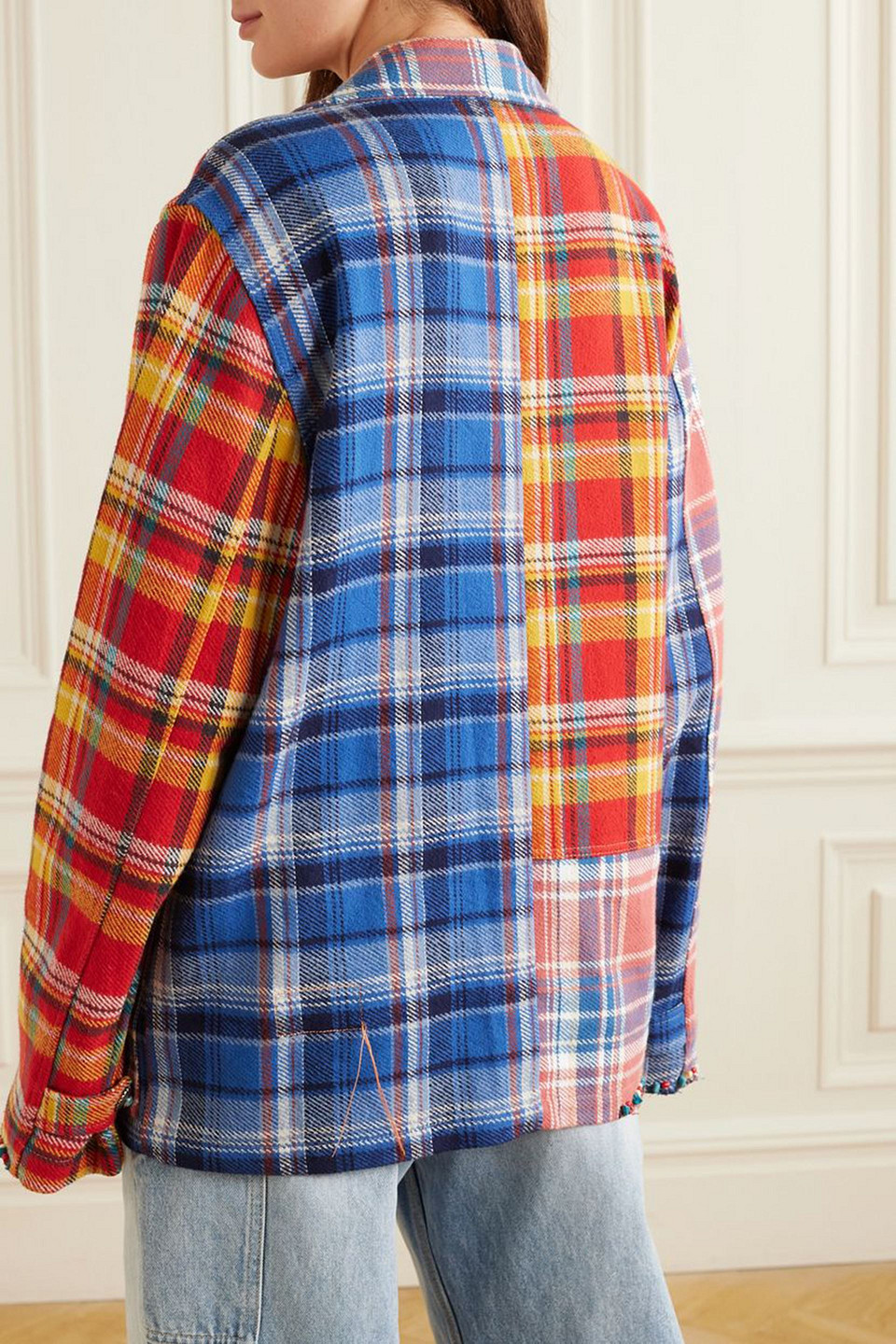 Fortela Alicia Embellished Checked Cotton-flannel Shirt In Red