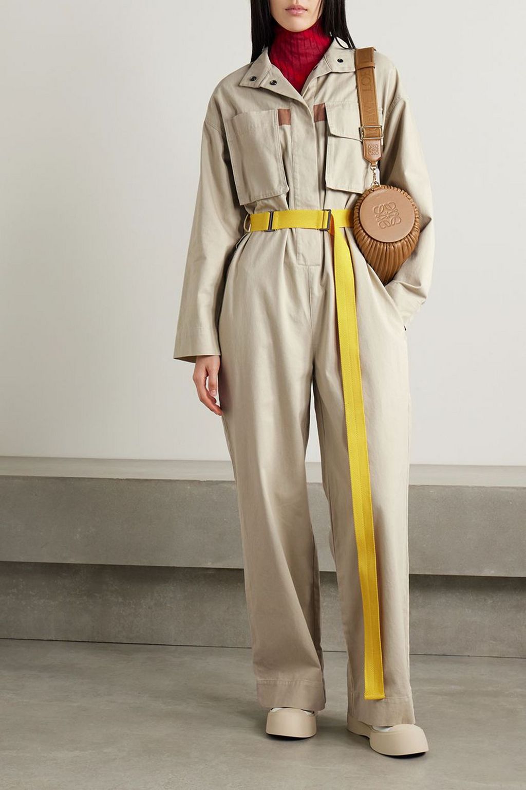 BARBOUR INTERNATIONAL X ROKSANDA ‎+ Roksanda جمبسوت Grace من قطن تويل مع حزام