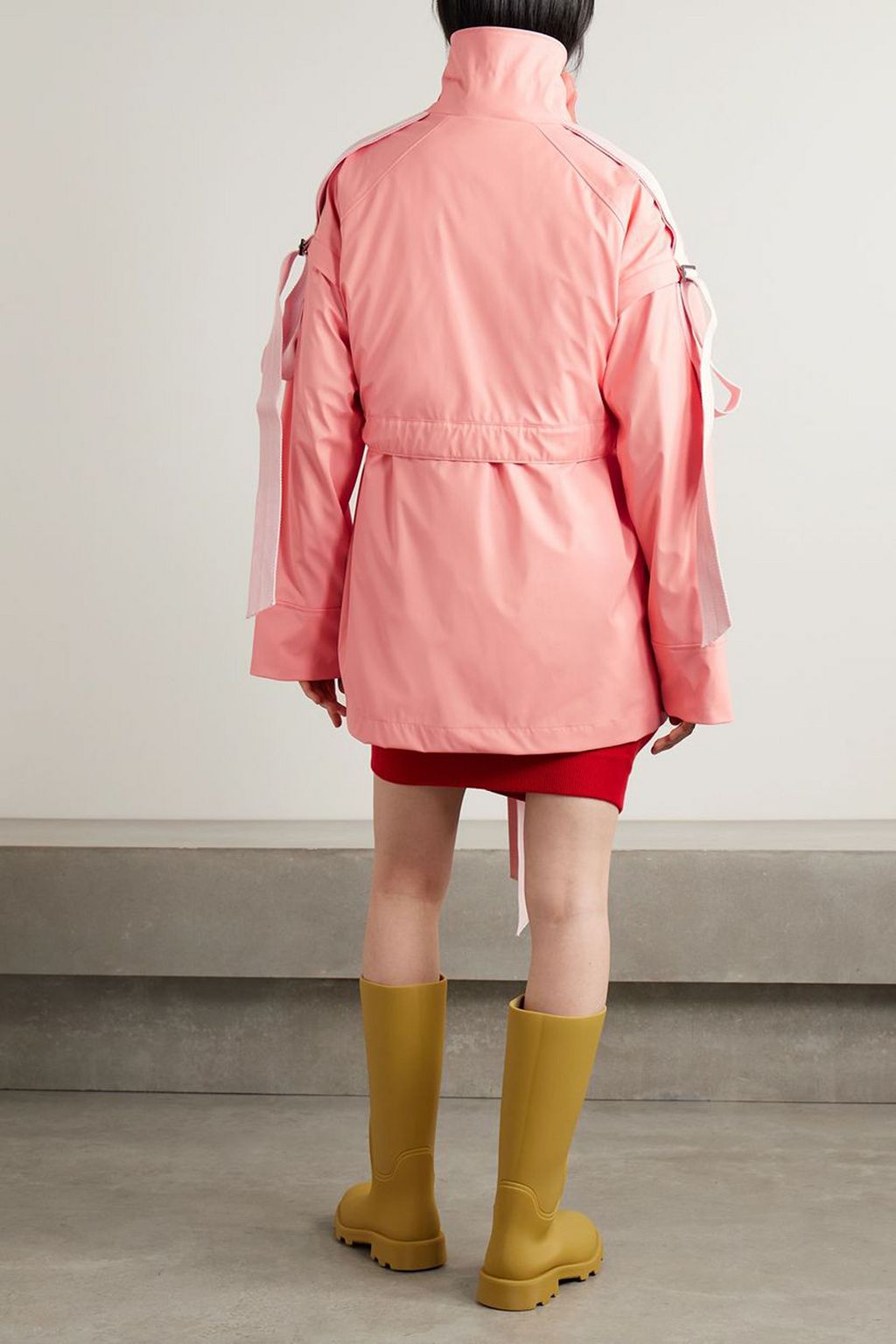 BARBOUR INTERNATIONAL X ROKSANDA Zora belted convertible two-tone coated-shell jacket