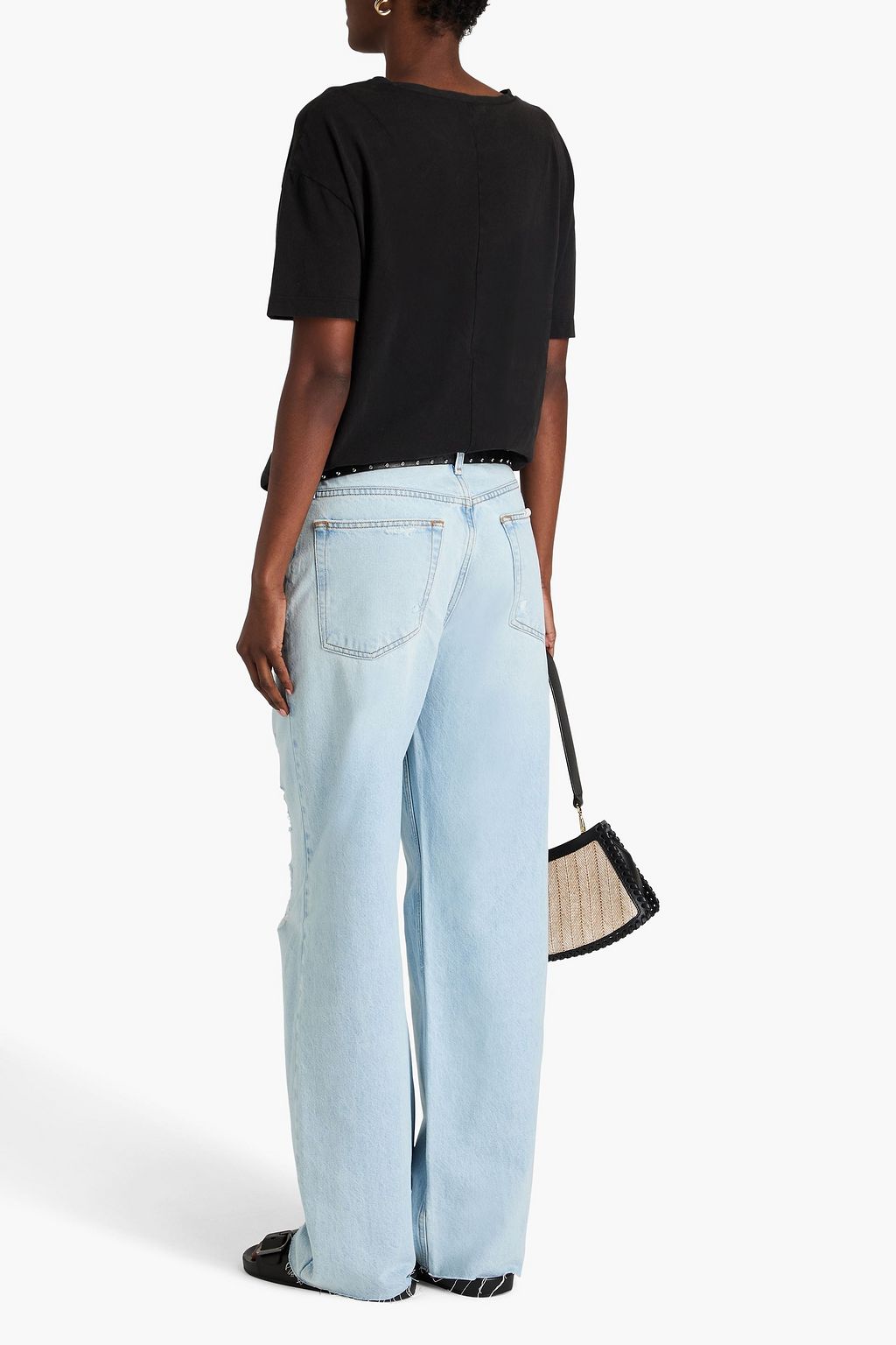 RAG & BONE Logan distressed high-rise wide-leg jeans