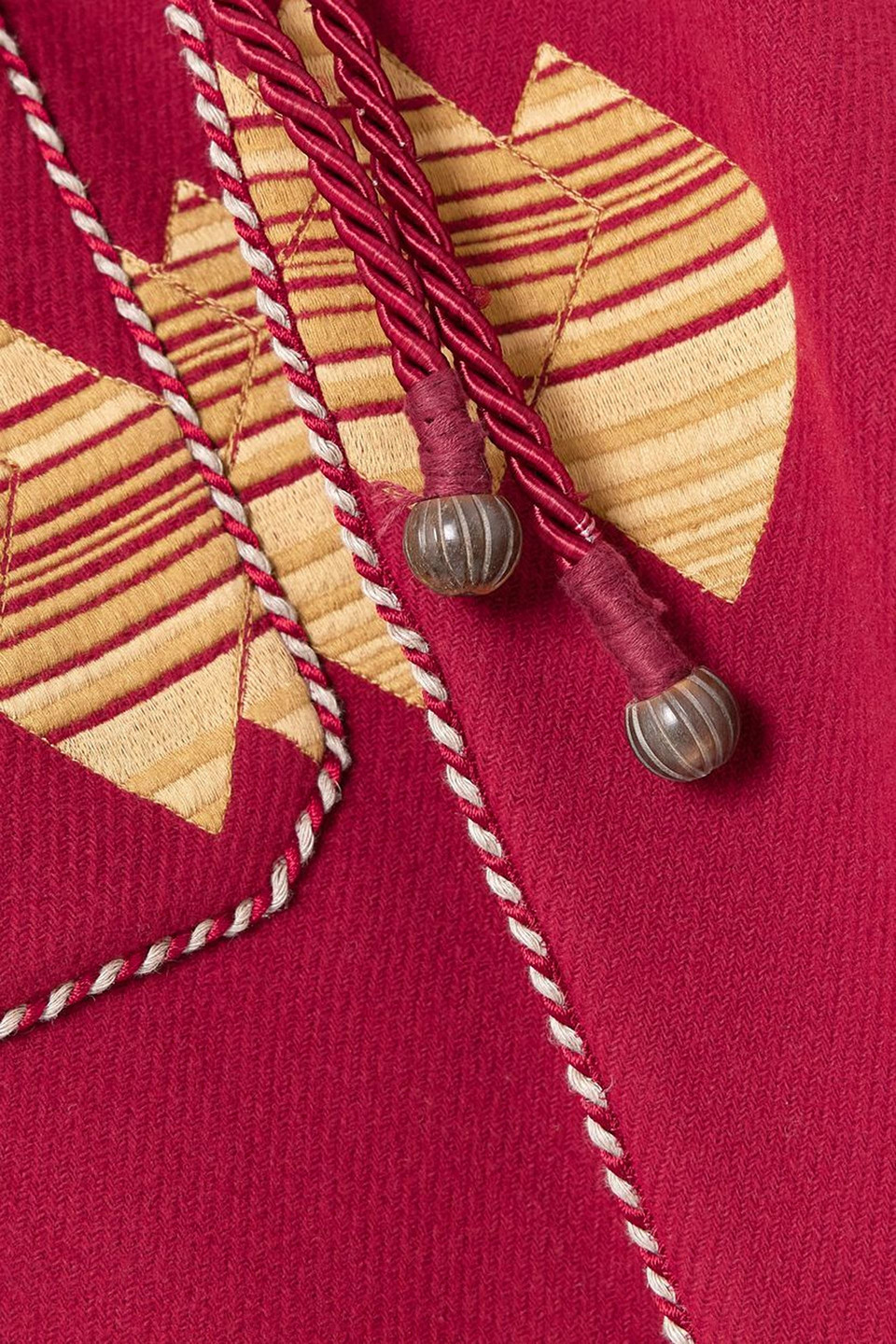 Fortela Fedora Embroidered Wool-blend Twill Coat In Crimson