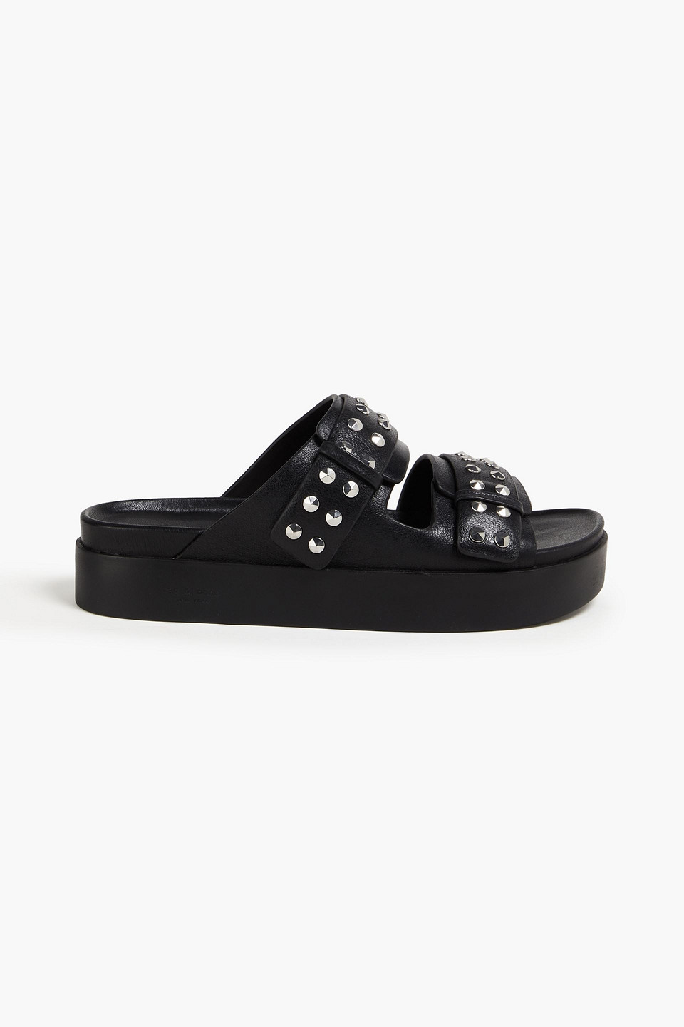 Rag & Bone Geo Studded Leather Platform Slides In Black