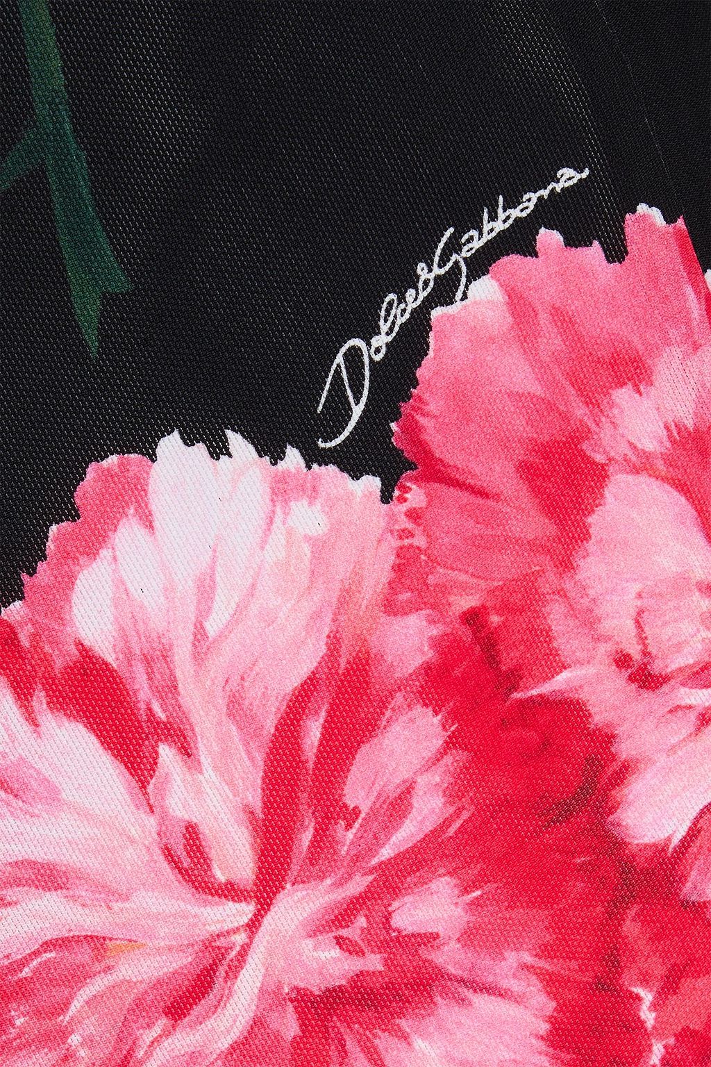 DOLCE&GABBANA Floral-print stretch-mesh midi dress