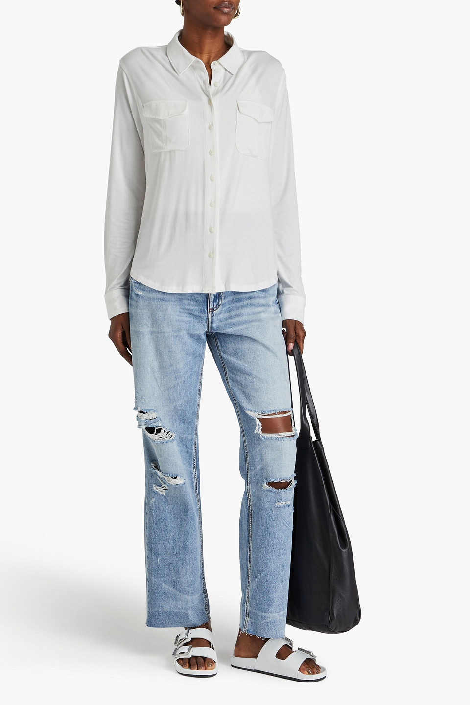 Rag & Bone Luca Stretch-jersey Shirt In White