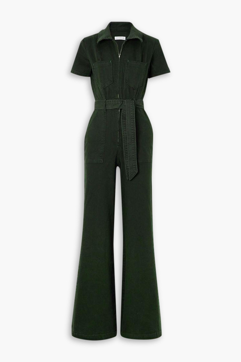 GOOD AMERICAN FIT FOR SUCCESS BELTED DENIM JUMPSUIT