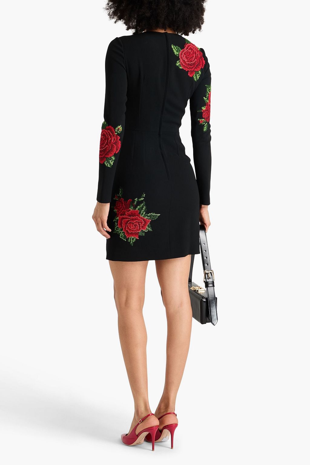 DOLCE&GABBANA فستان قصير مصنوع من الكريب بتصميم مطرّز