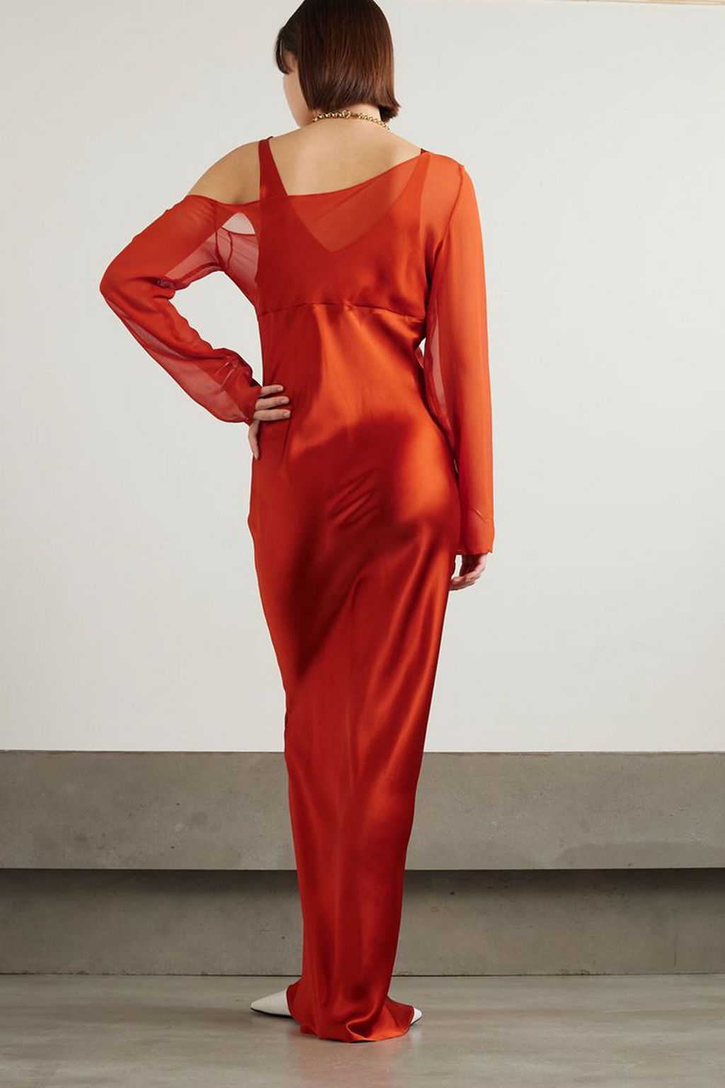 BEARE PARK Layered silk-satin and georgette maxi dress