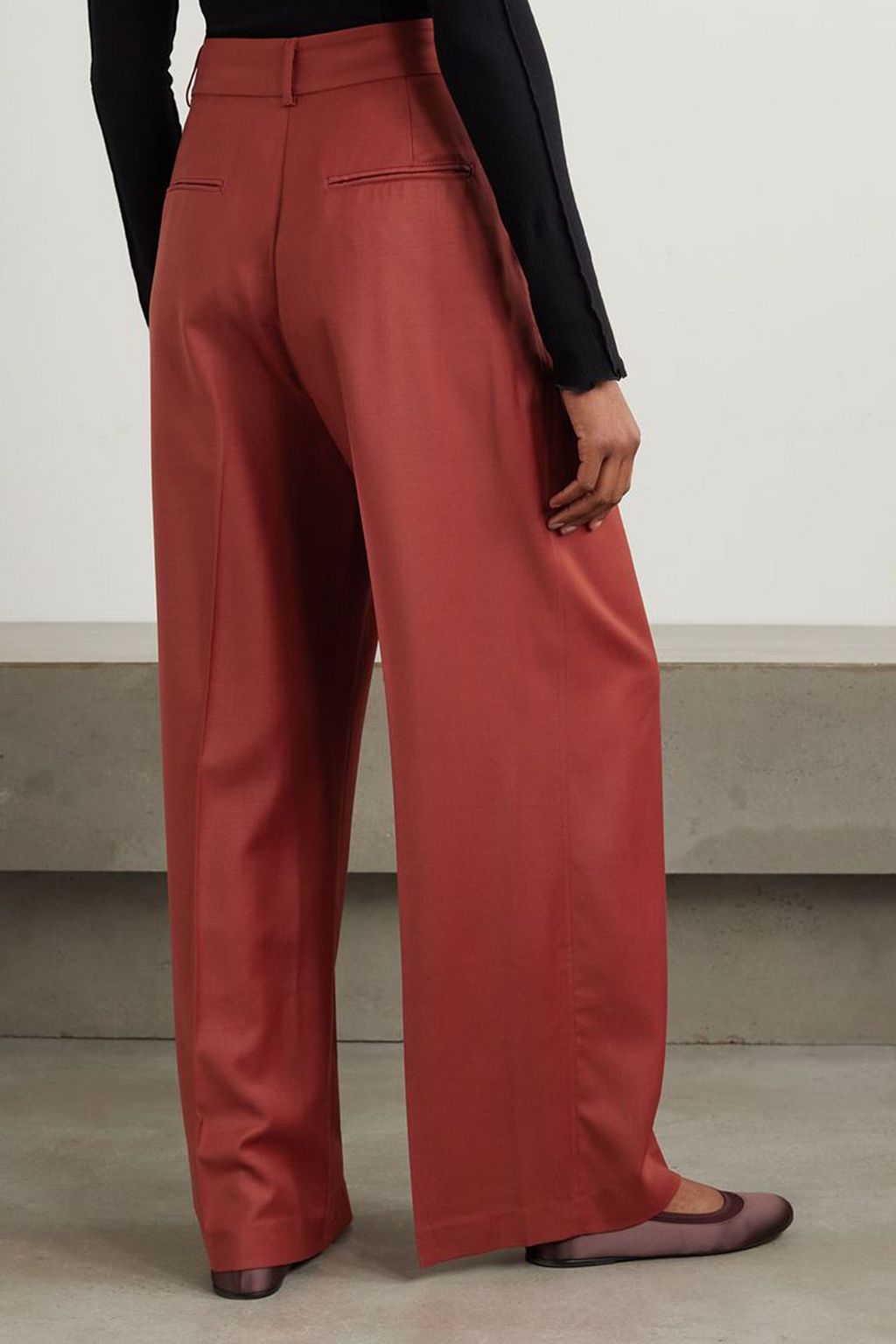 BEARE PARK Double pleated wool-twill wide-leg pants
