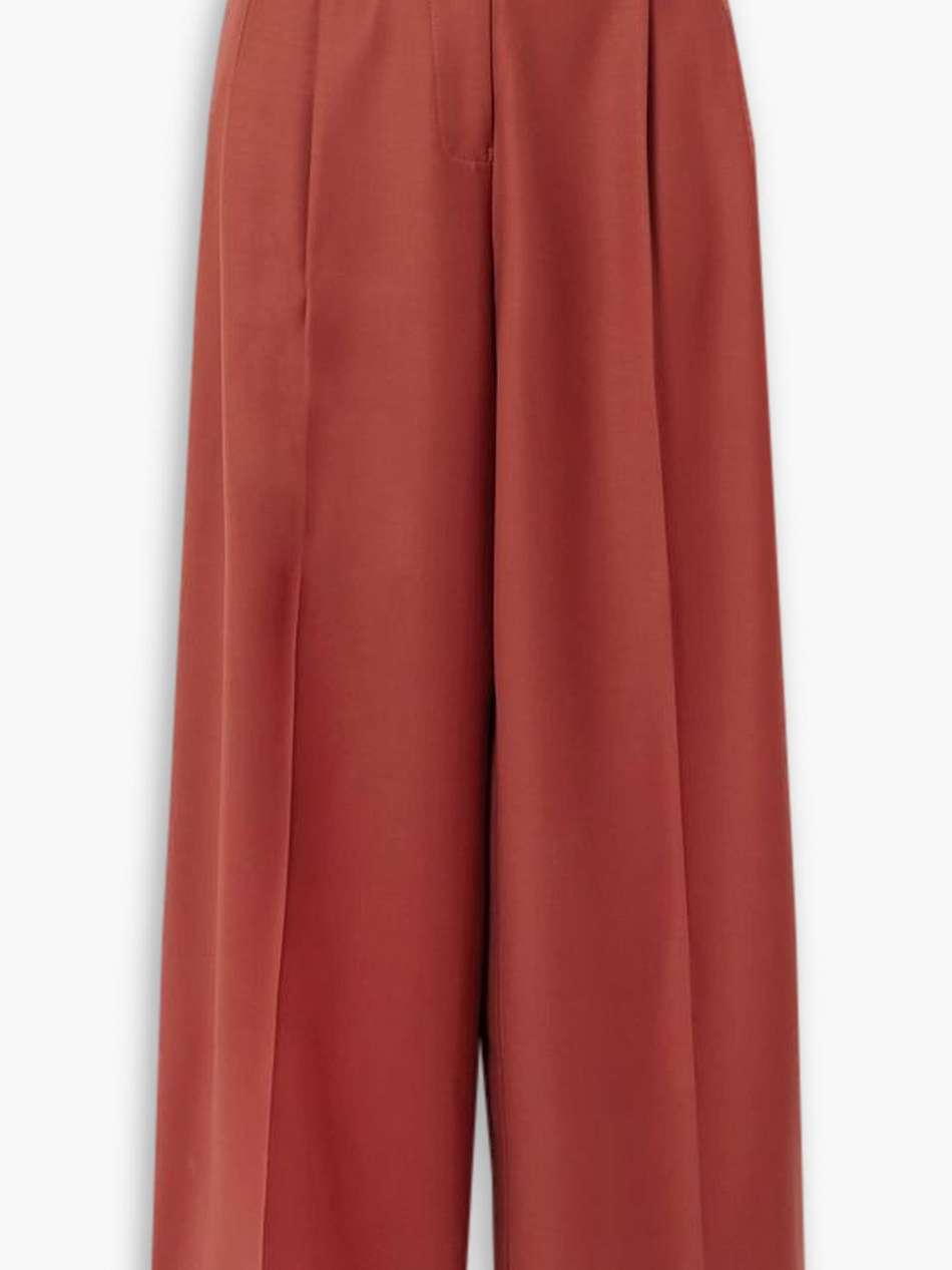 double pleated wool-twill wide-leg pants