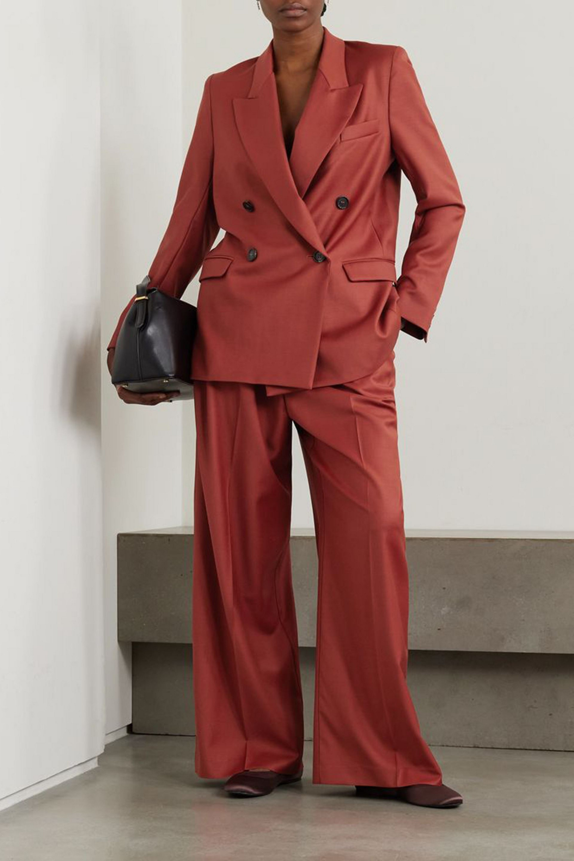 BEARE PARK Double pleated wool-twill wide-leg pants