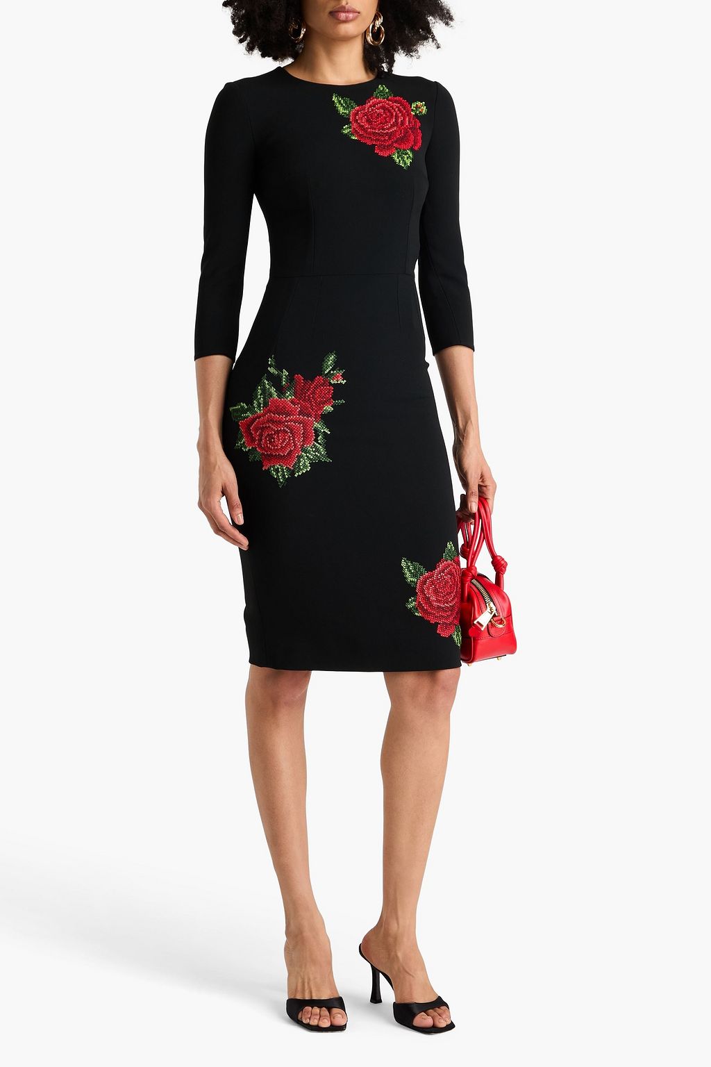 DOLCE&GABBANA فستان من قماش الكريب بتصميم مطرّز