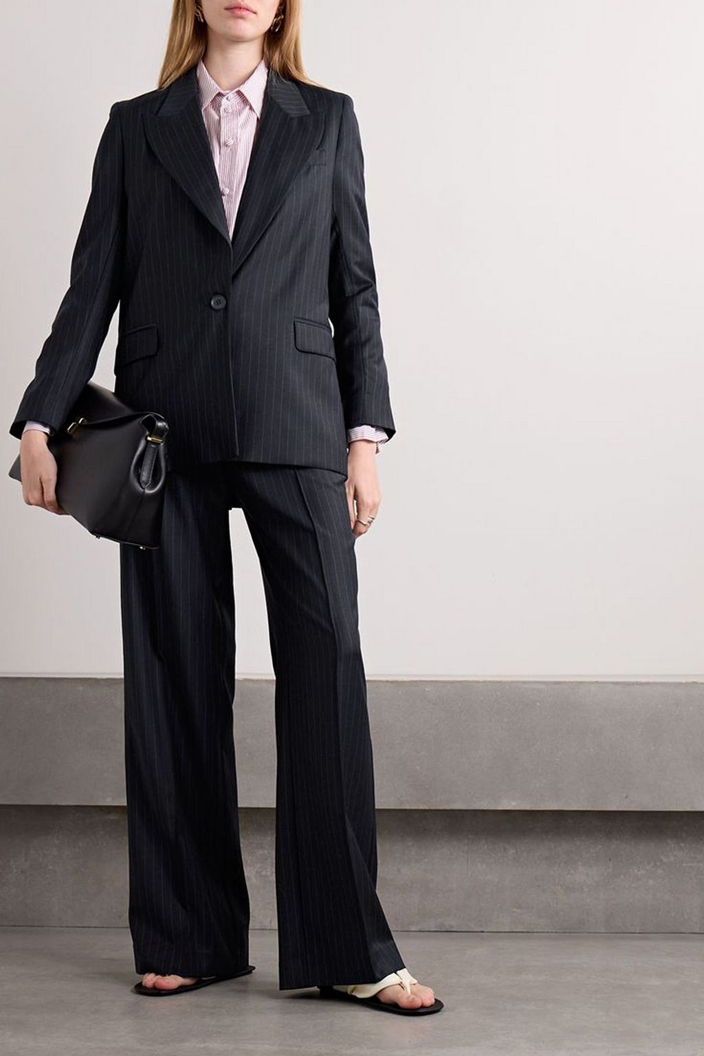 BEARE PARK Sylvie pinstriped wool-twill blazer