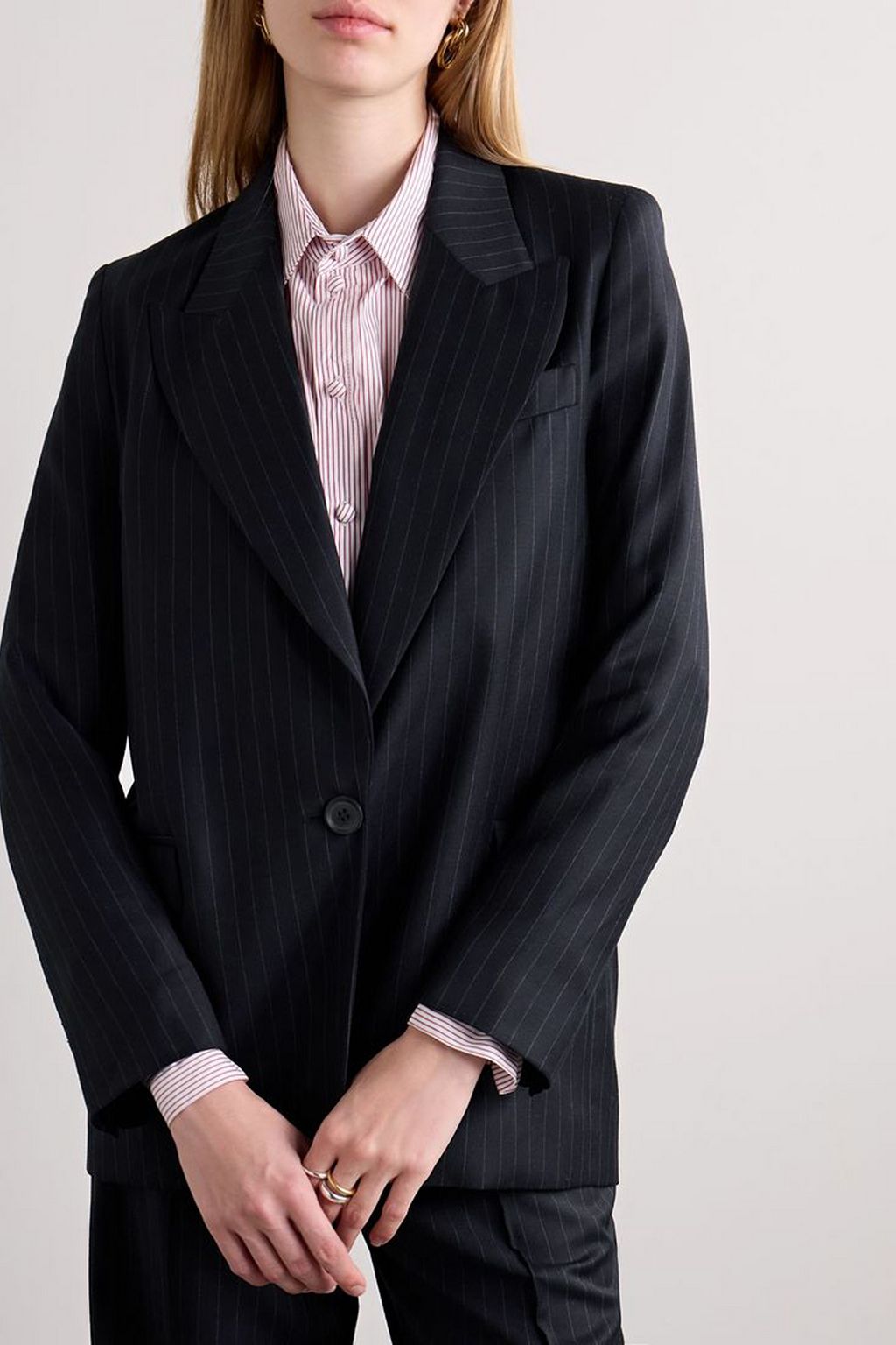 BEARE PARK Sylvie pinstriped wool-twill blazer