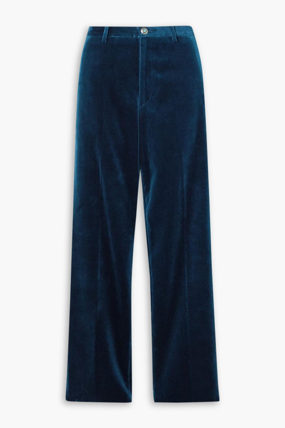 Fortela Joplin Cotton-velvet Straight-leg Pants In Blue