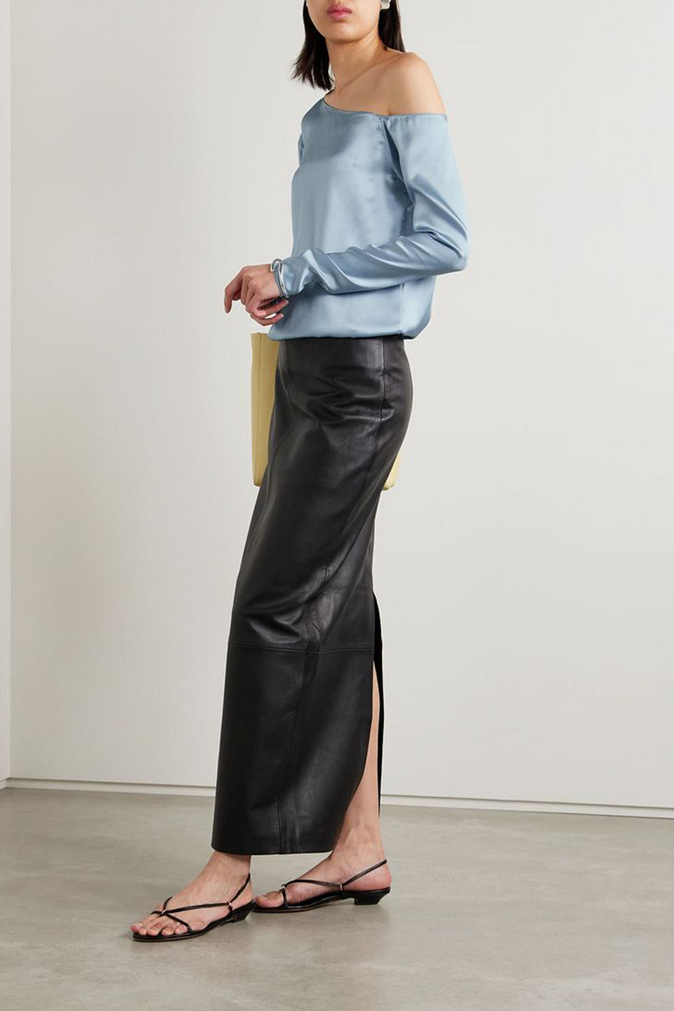 Beare Park One-shoulder Silk-satin Blouse In Himmelblau