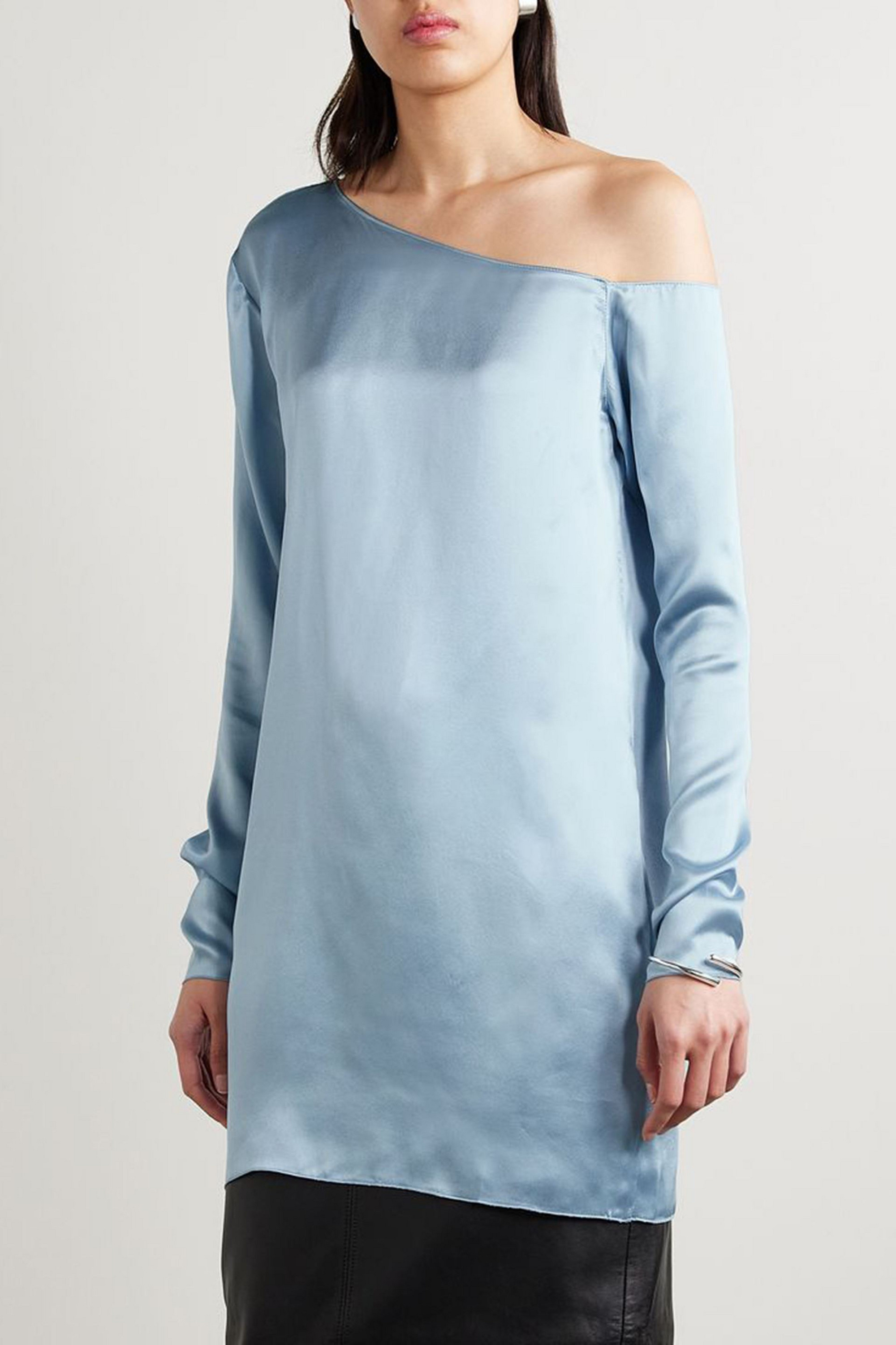 BEARE PARK One-shoulder silk-satin top