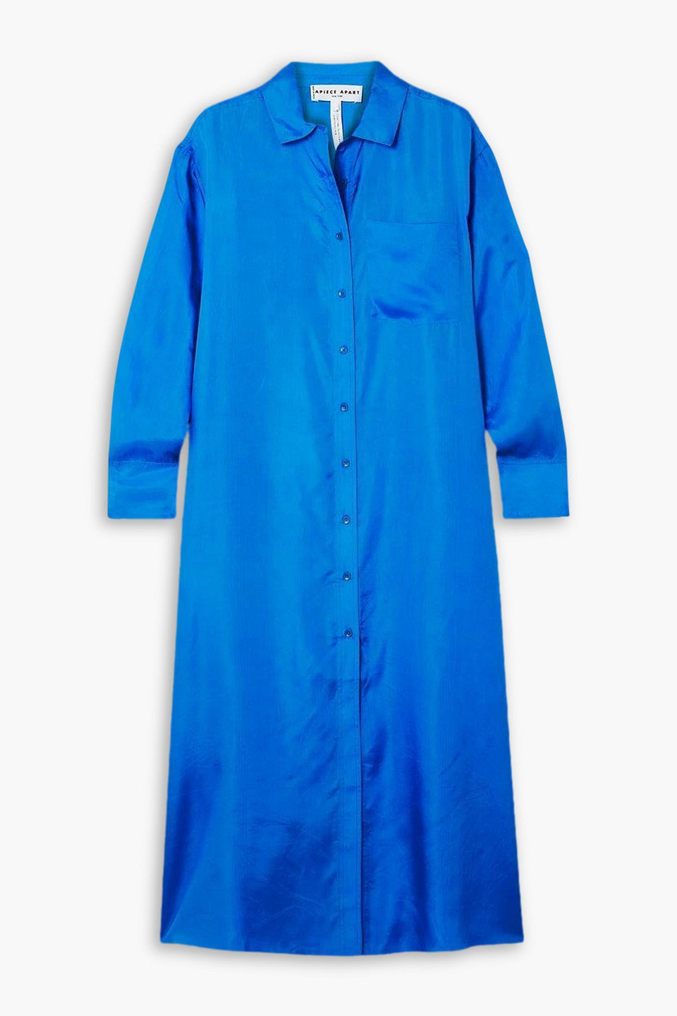 Apiece Apart Viva Silk-satin Shirt Dress In Kobaltblau
