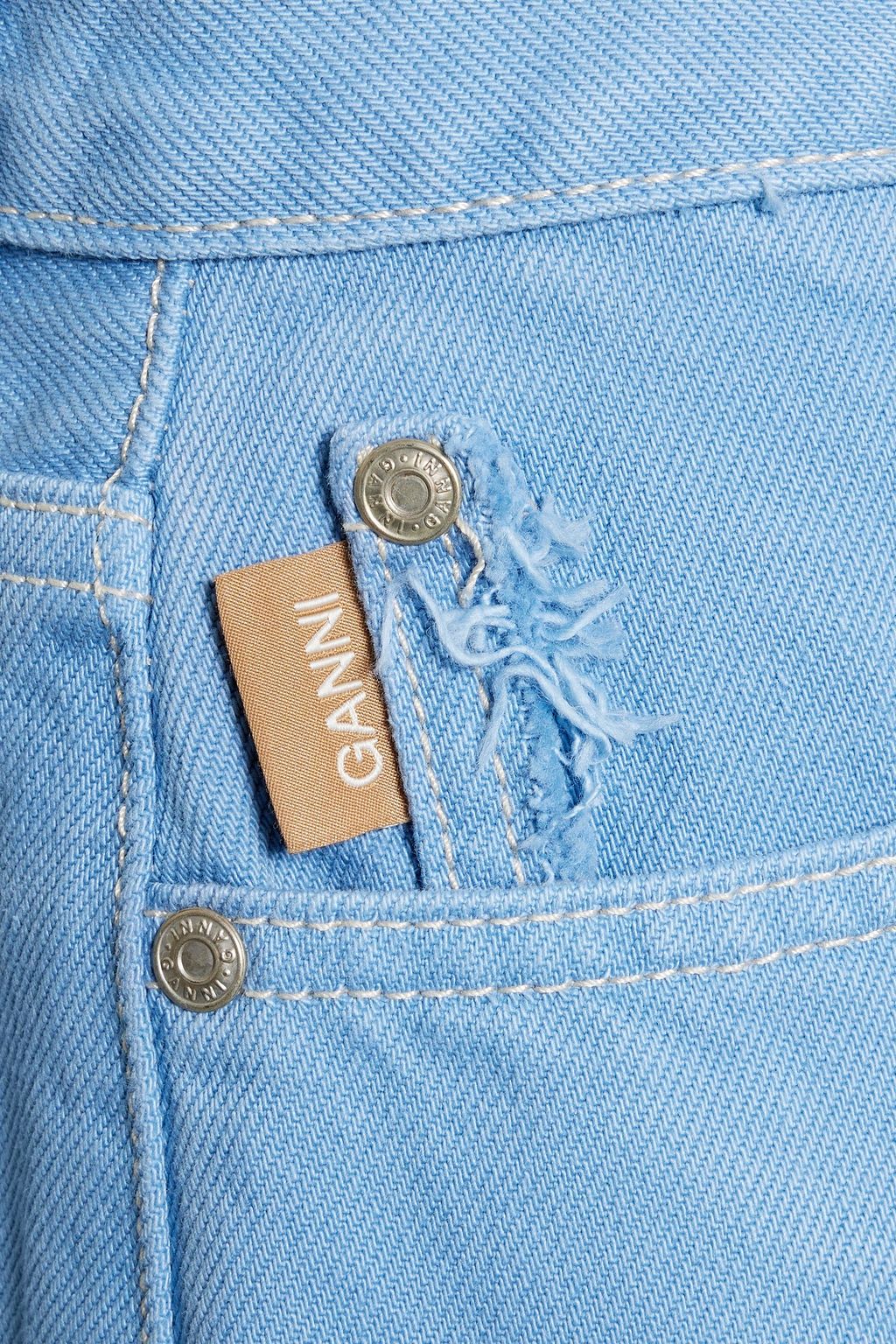 GANNI Frayed high-rise straight-leg jeans