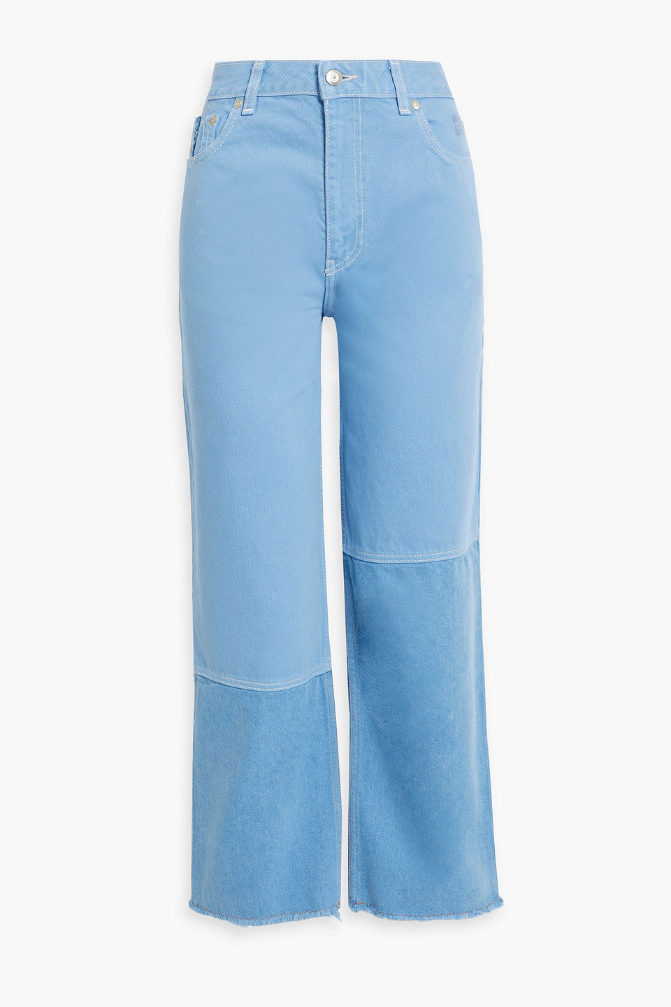 Frayed high-rise straight-leg jeans