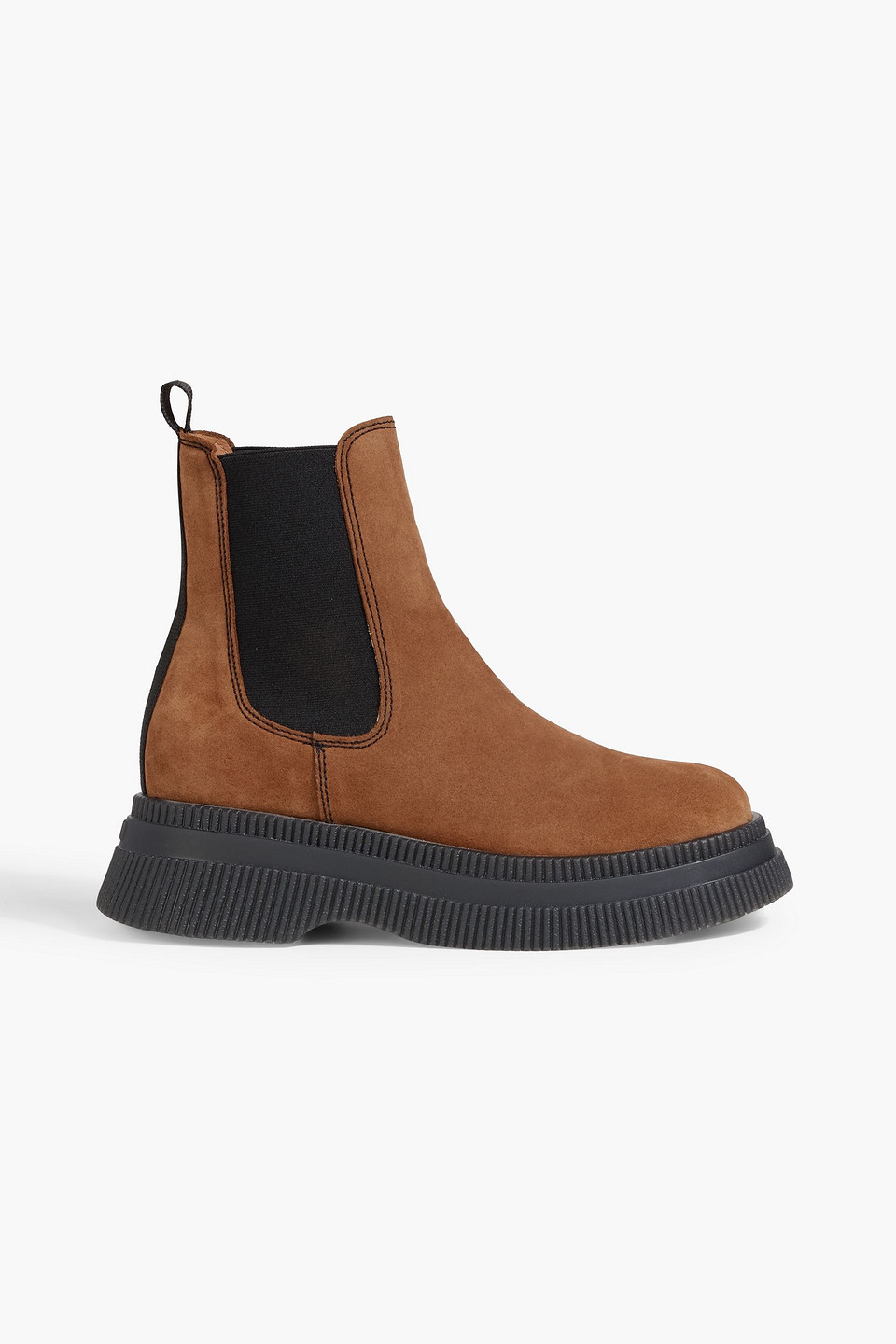 Ganni Suede Chelsea Boots In Brown