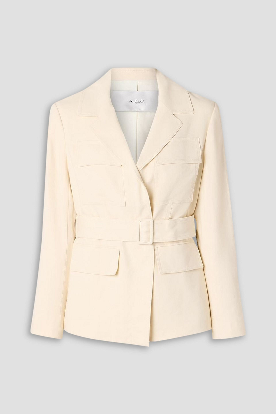 A.l.c Savannah Belted Linen-blend Twill Jacket In Ecru