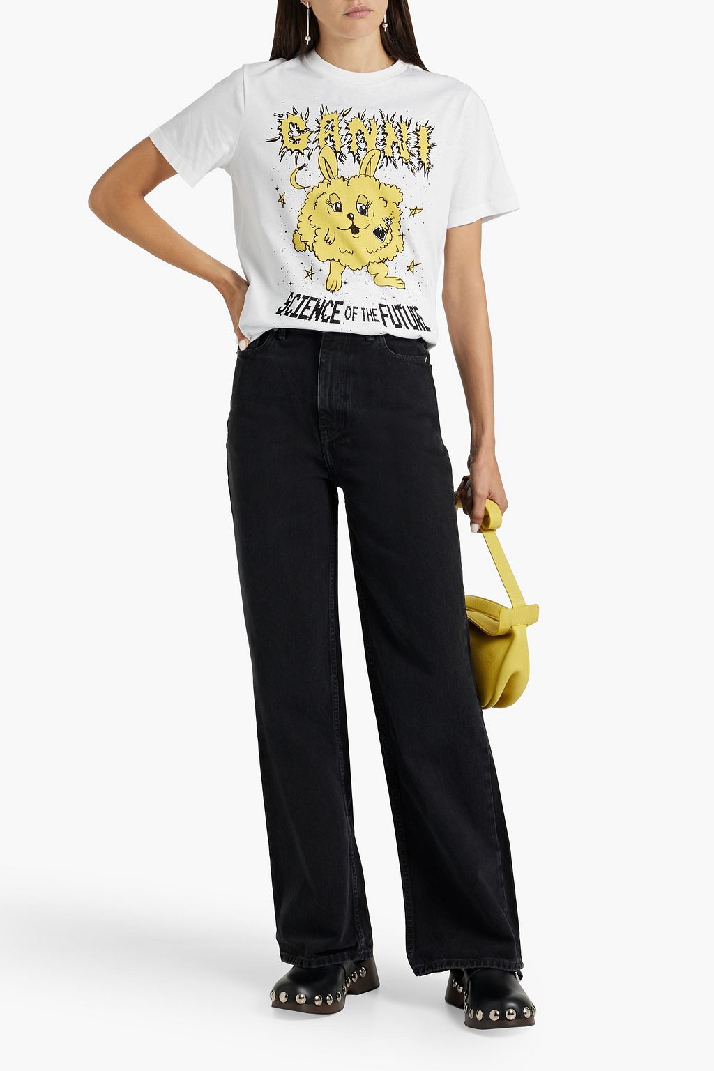GANNI Printed cotton-jersey T-shirt