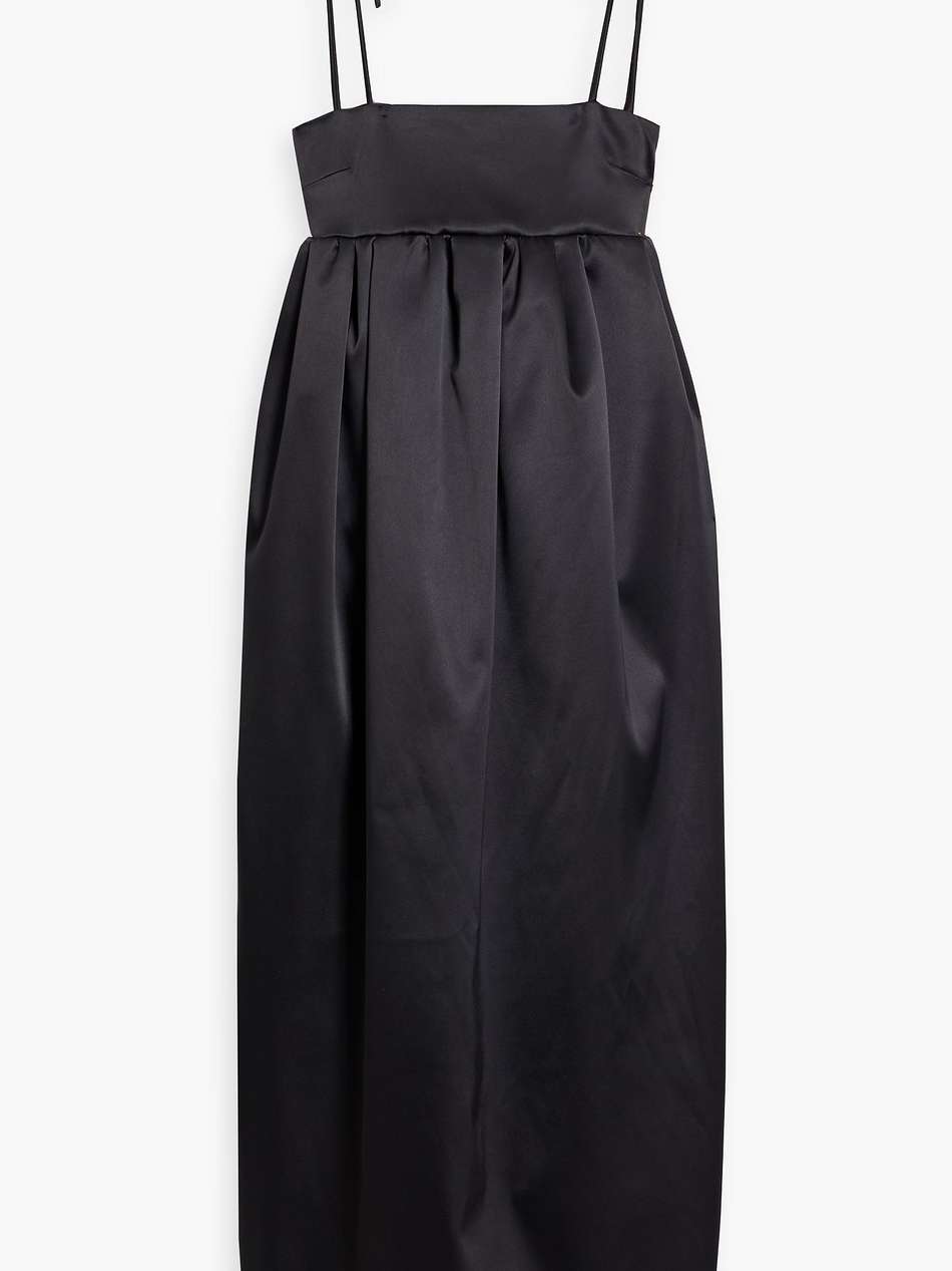 gathered satin midi dress