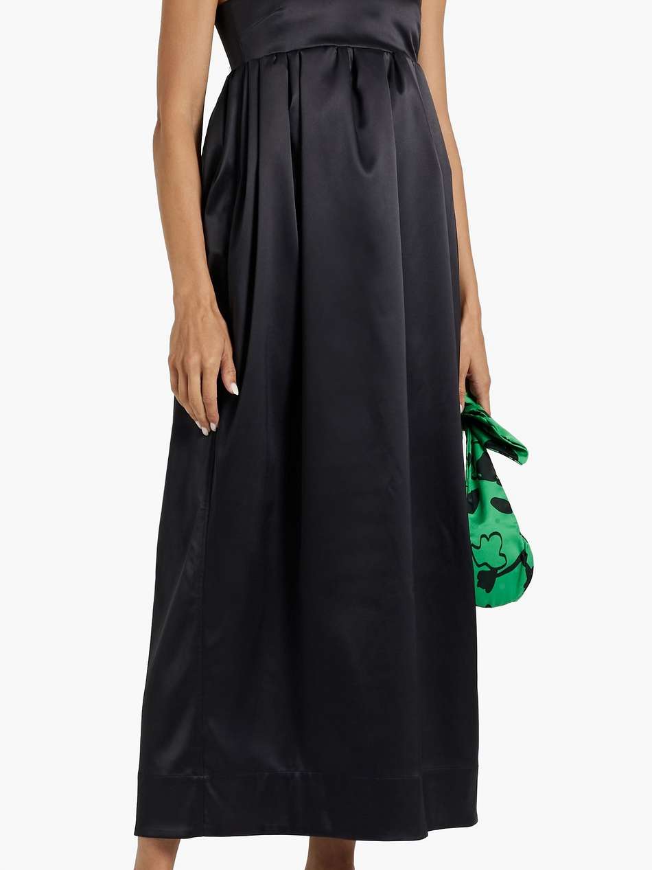 gathered satin midi dress