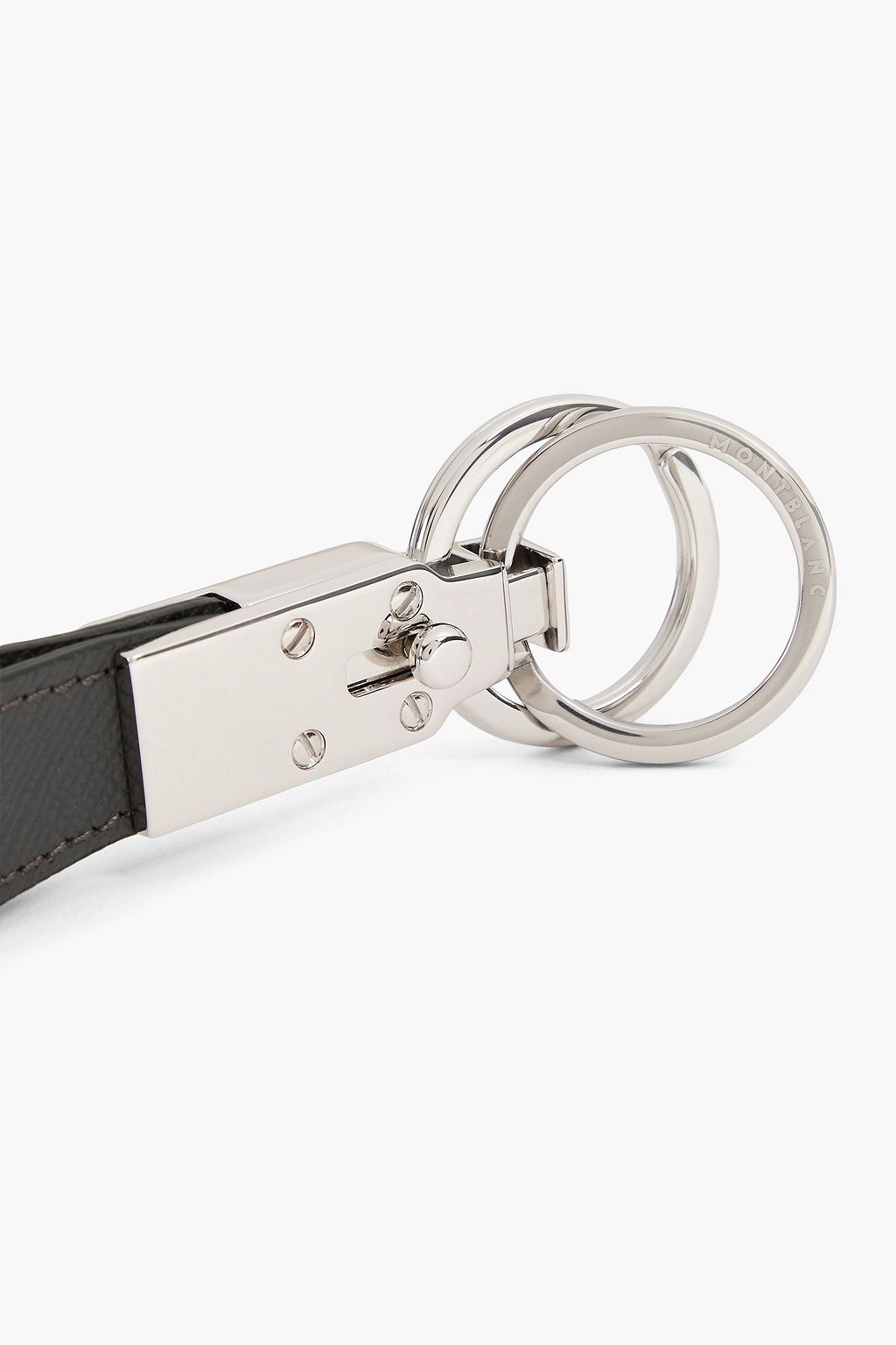MONTBLANC Silver-tone brushed-leather keychain