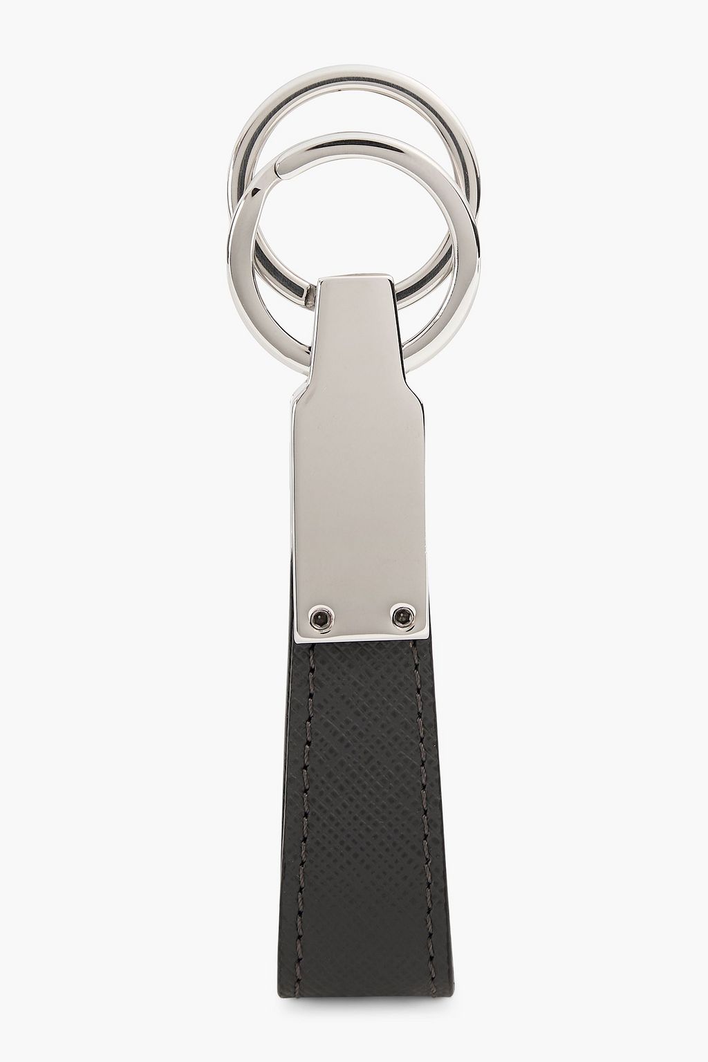 MONTBLANC Silver-tone brushed-leather keychain