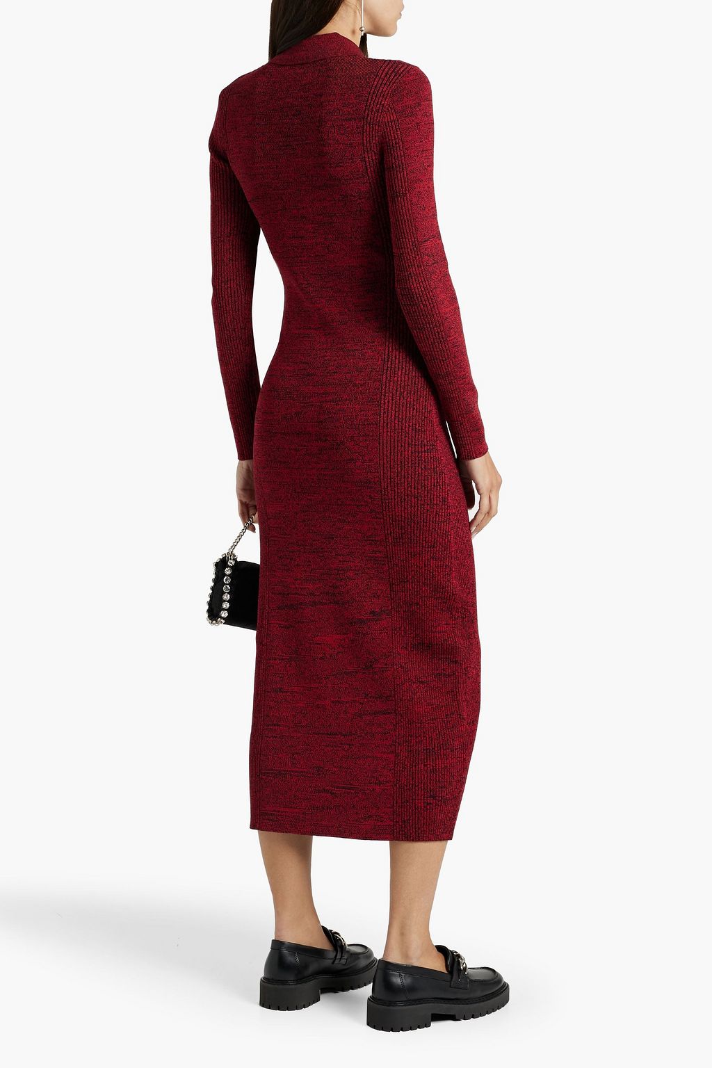 GANNI Stretch-knit midi shirt dress