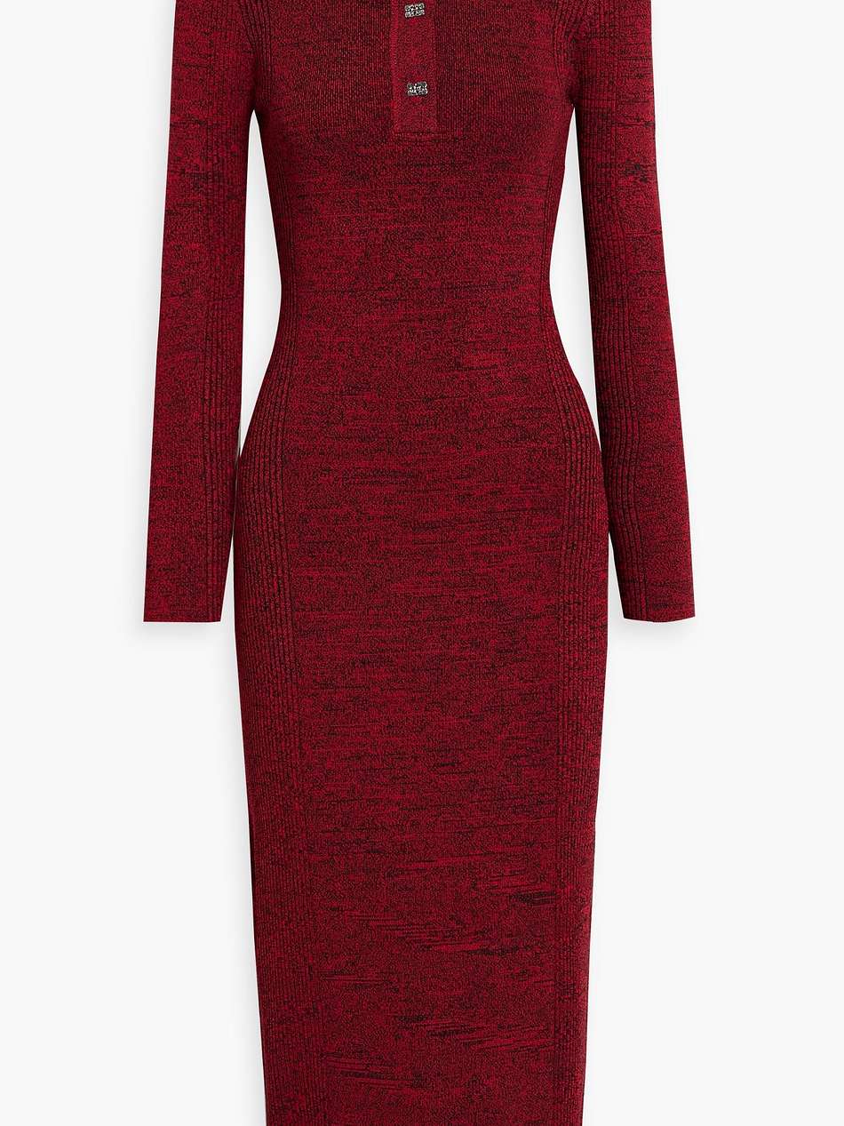 stretch-knit midi shirt dress