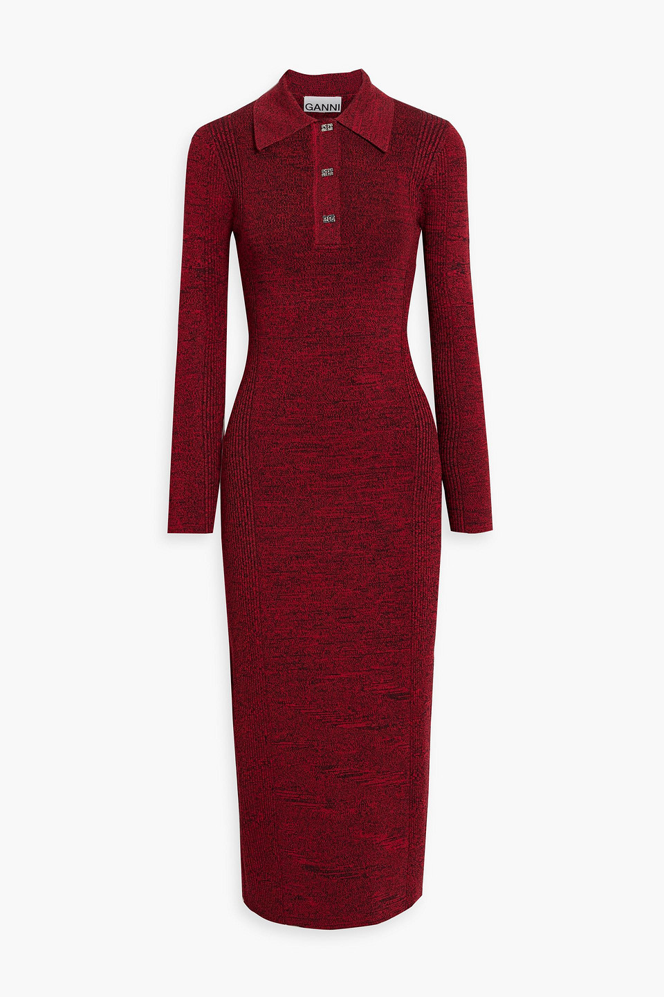 Stretch-knit midi shirt dress