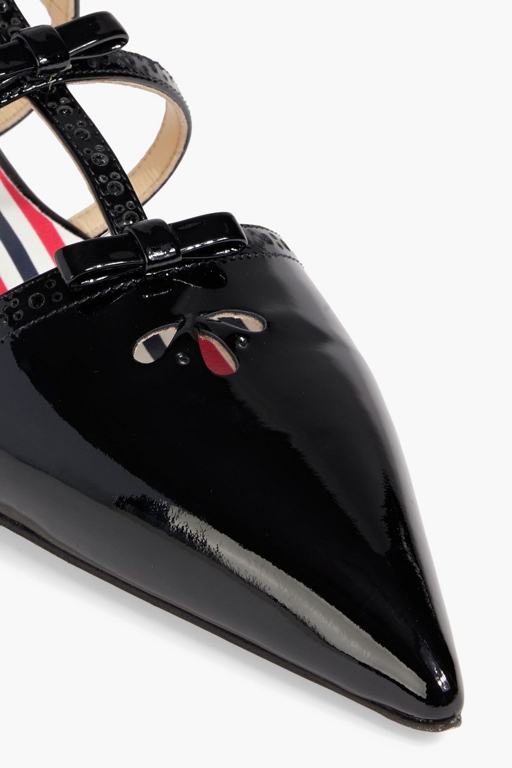 THOM BROWNE Bow-detailed patent-leather flats
