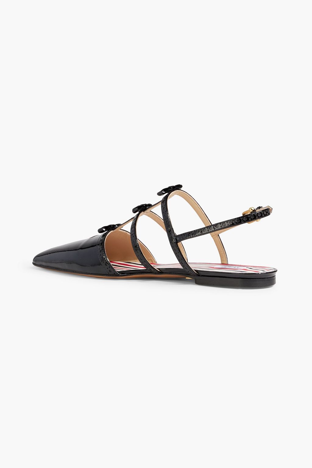 THOM BROWNE Bow-detailed patent-leather flats