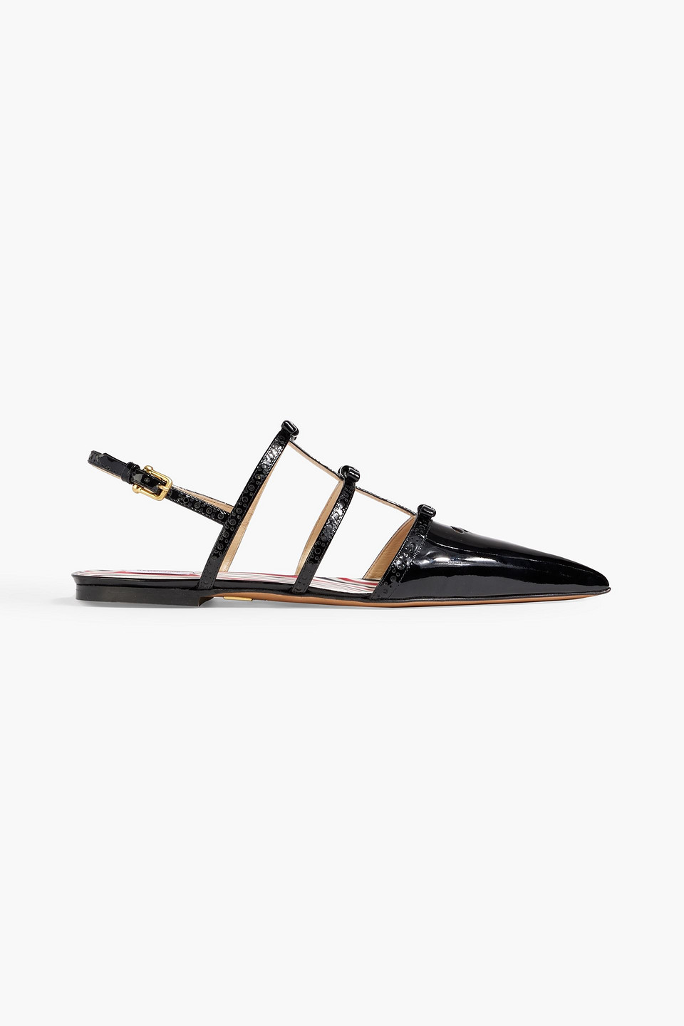 Thom Browne Bow-detailed Patent-leather Flats In Black