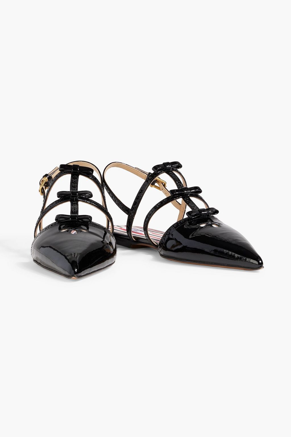 THOM BROWNE Bow-detailed patent-leather flats