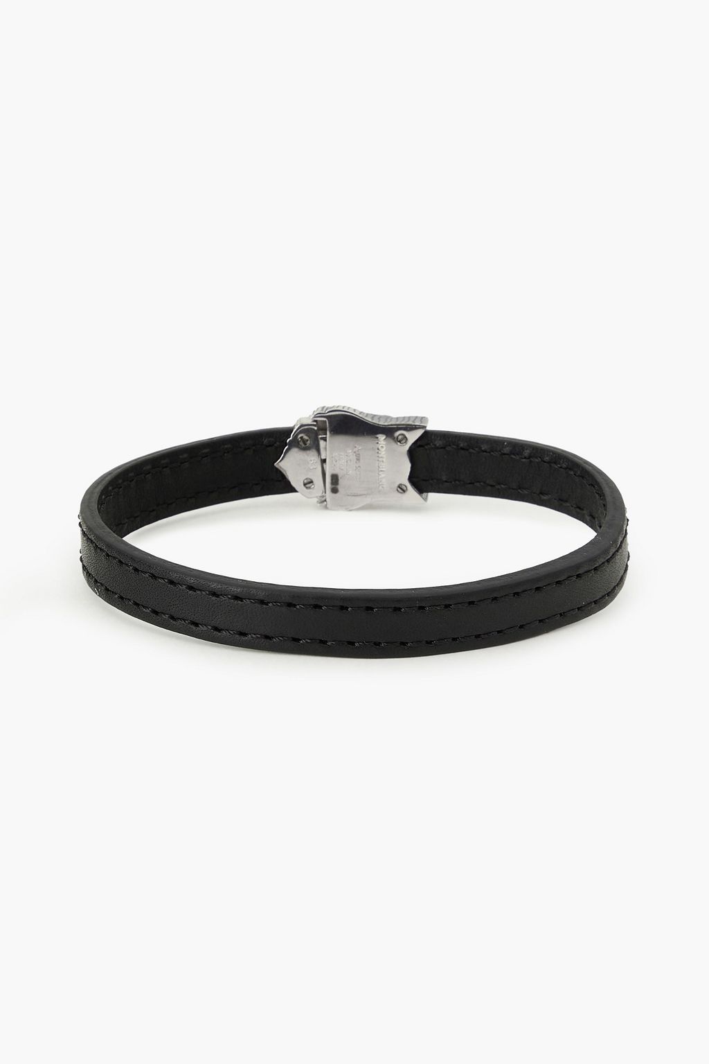 MONTBLANC 실버 톤 & 가죽 브레이슬릿