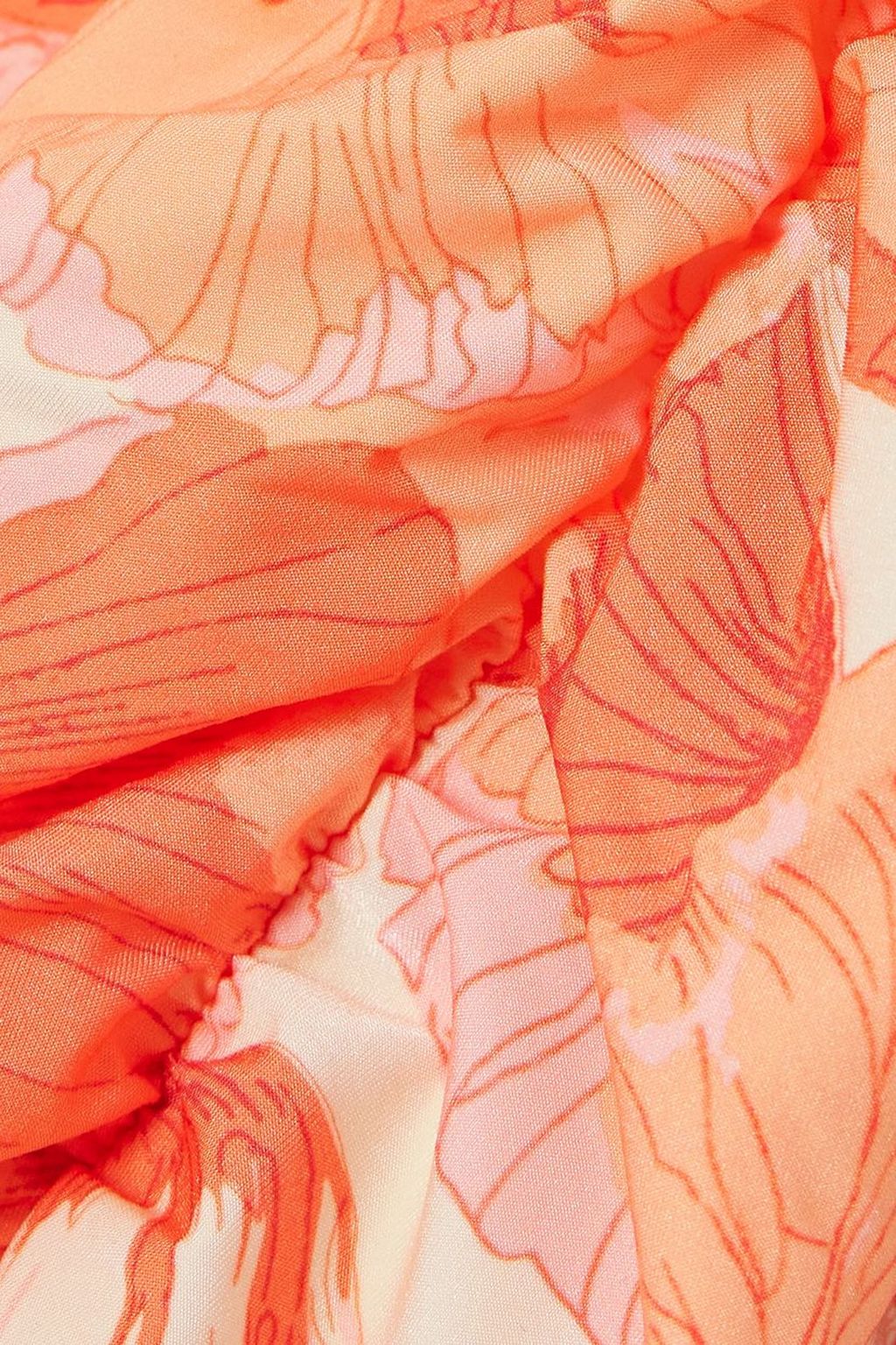 PEONY SWIMWEAR لباس سباحة بياقة هالتر الدائرية من نسيج ®ECONYL المطاط بطبعة الزهور ومزموم