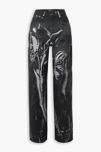 LOUISA BALLOU Hoch sitzende Jeans mit geradem Bein aus Denim mit Print