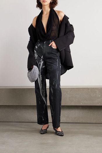 LOUISA BALLOU Hoch sitzende Jeans mit geradem Bein aus Denim mit Print