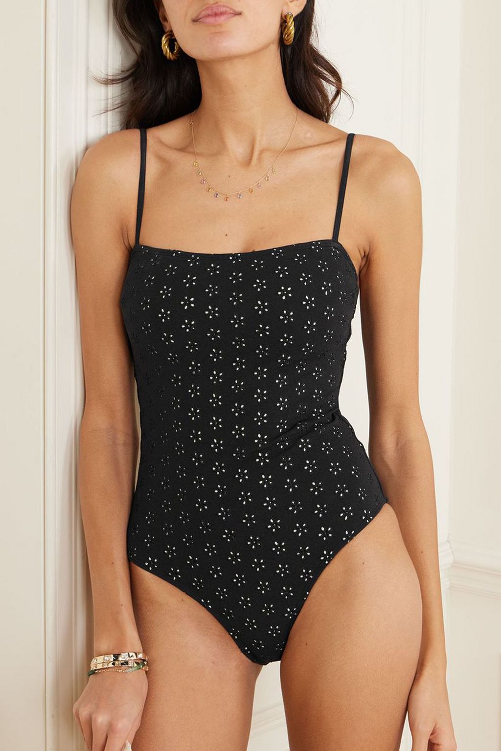 PEONY SWIMWEAR لباس سباحة من نسيج مُعاد تدويره بتطريز إنكليزي