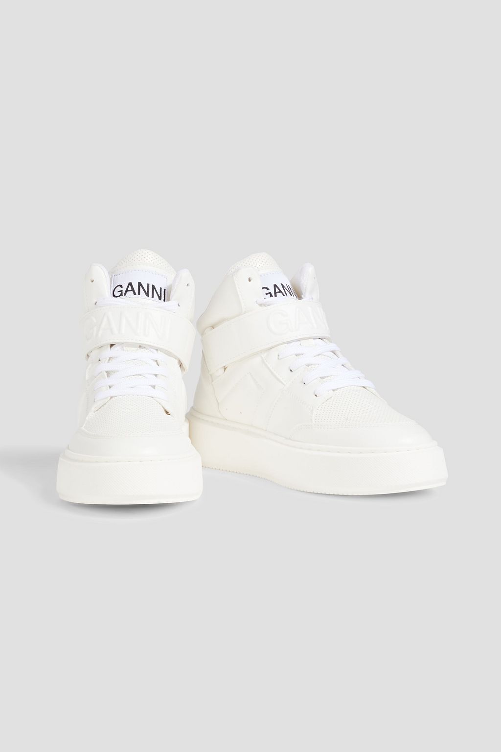 GANNI Sporty Mix perforated faux leather high-top sneakers