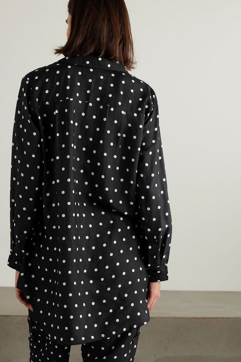 LESLIE AMON Timeless polka-dot modal and silk-blend shirt